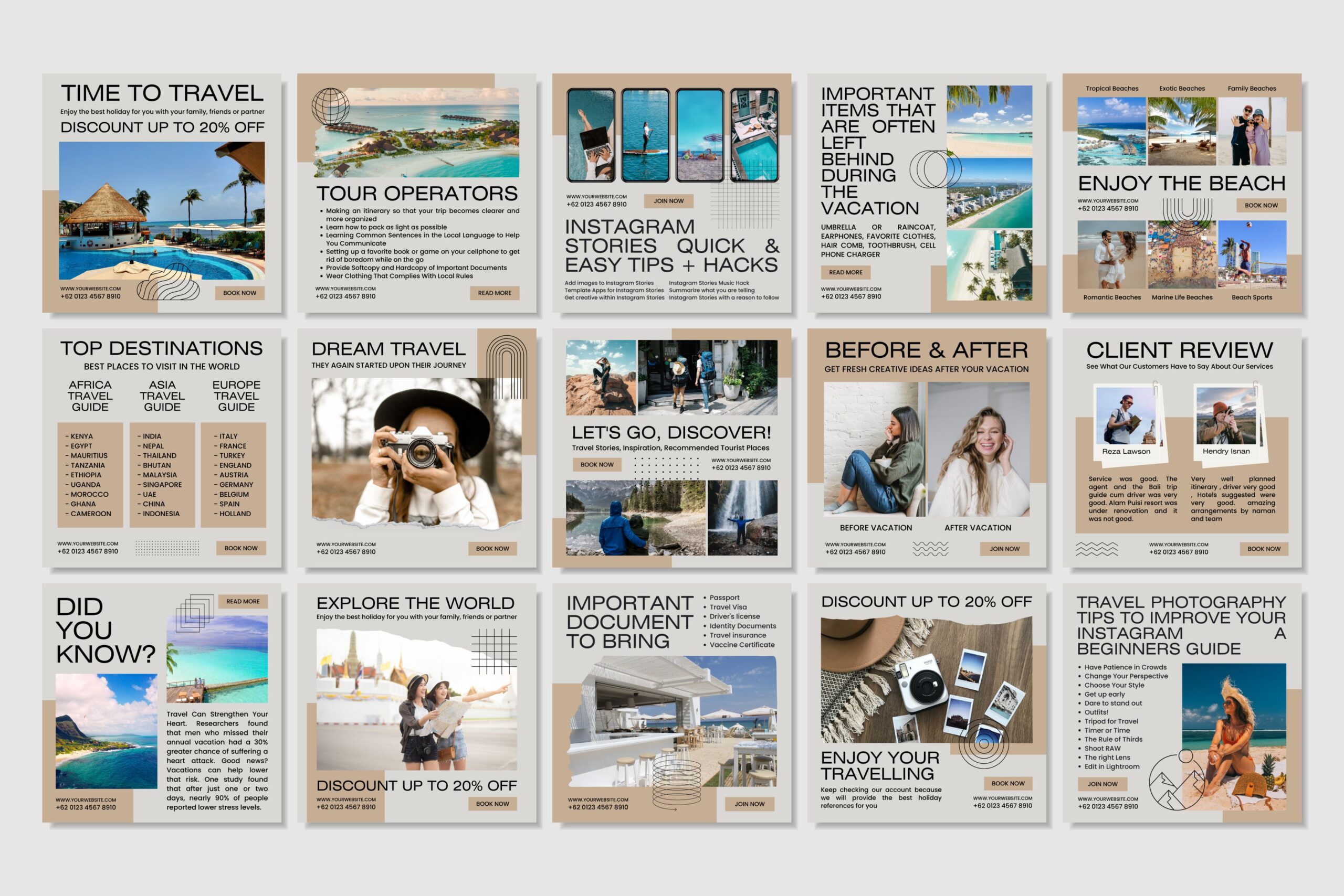 Social Media Templates Beige Brown
