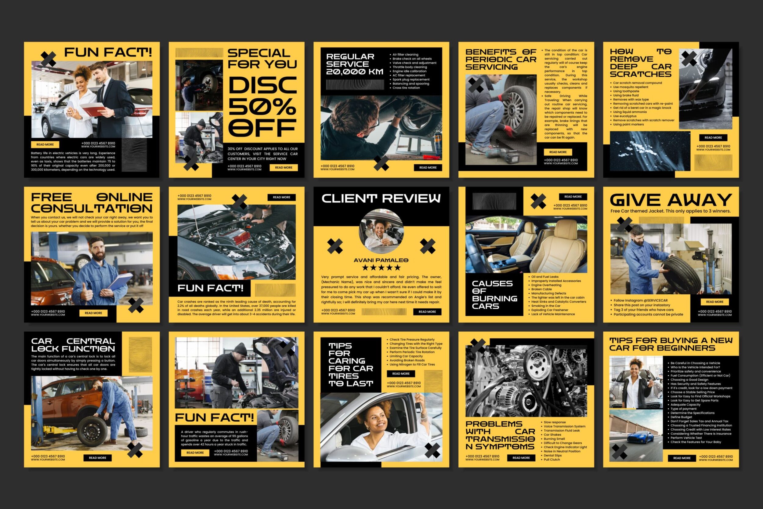 Social Media Templates Dark Yellow