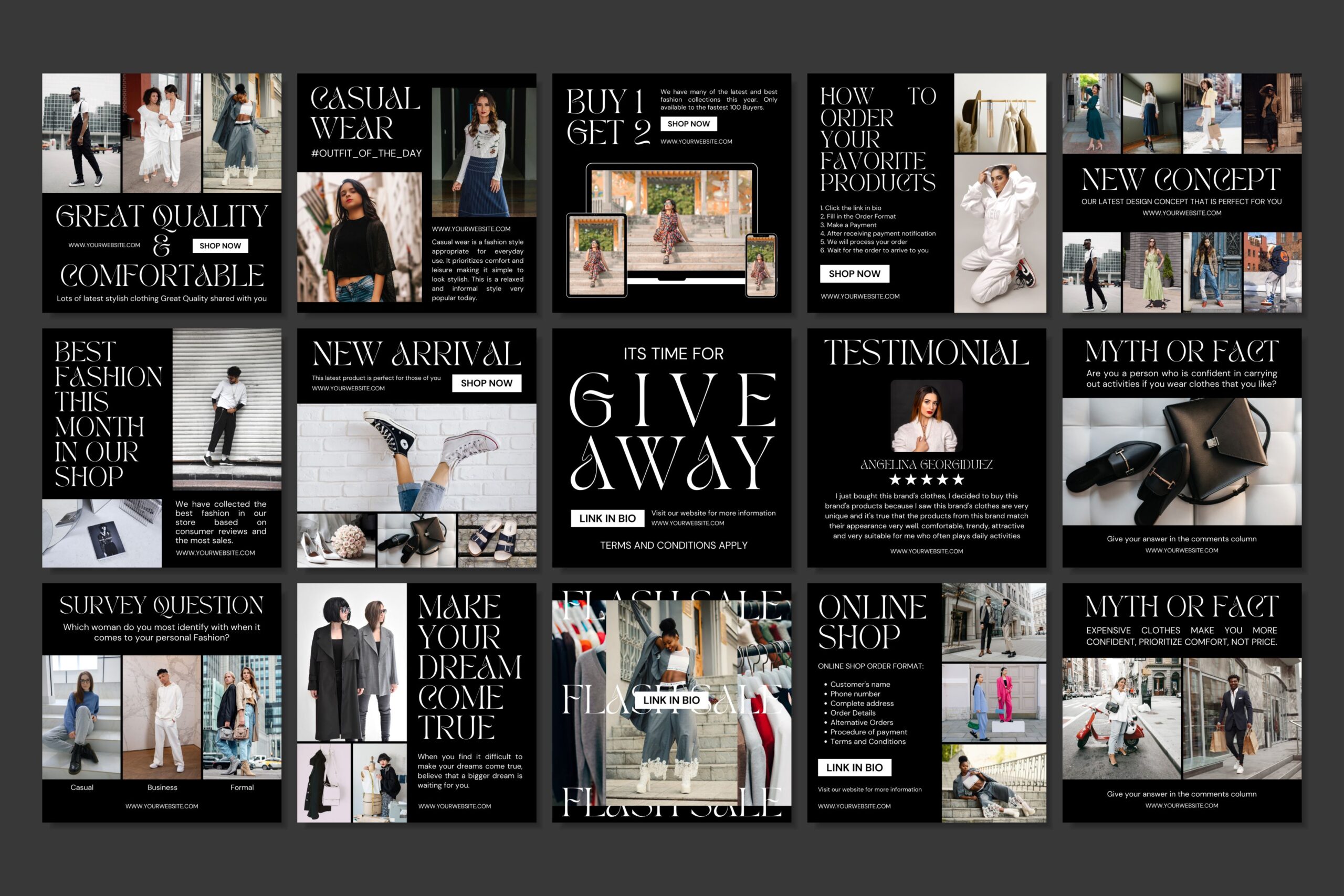 Social Media Templates Flat Black